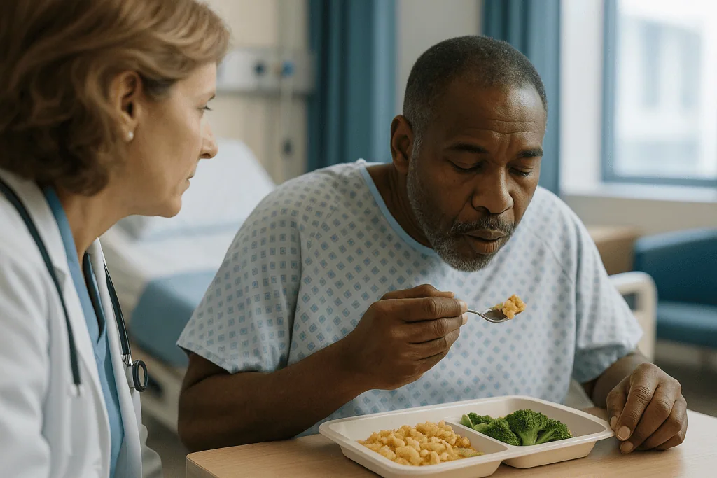 Patient eating meal with healthcare provider observing: Why does cerebrospinal fluid need somewhere else to go?