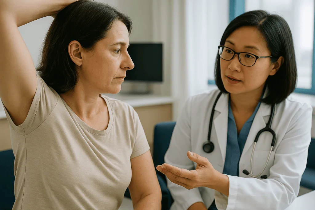 Doctor consulting patient about shoulder or arm symptoms: Why does my armpit hurt when the surgery was on my neck?