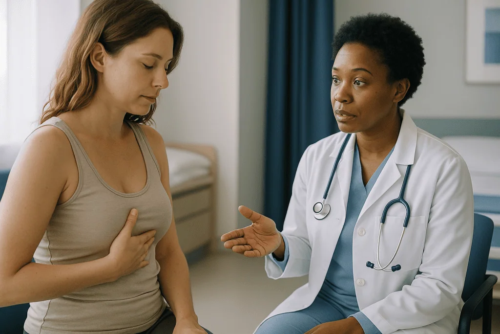 Doctor consulting patient about chest symptoms: Why does volume settle after breast fat transfer? The biology of graft take