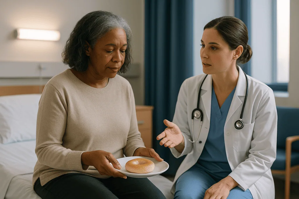 Doctor consulting patient about diet or nutrition: Why fasting before cryoablation matters more than people expect