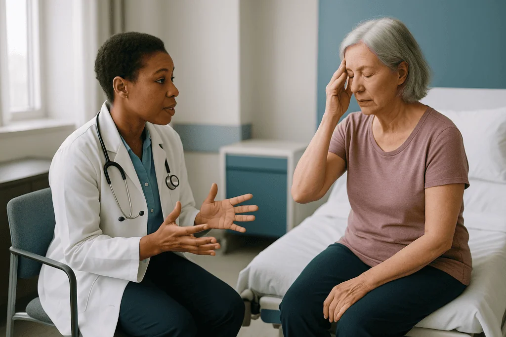 Doctor consulting with patient in clinical setting: Why fever, bleeding and fatigue are the three signals that matter