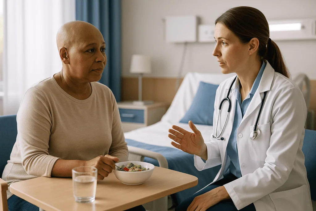 Doctor consulting patient about nutrition and diet: Why is infection risk the center of everything? Neutropenia, explained