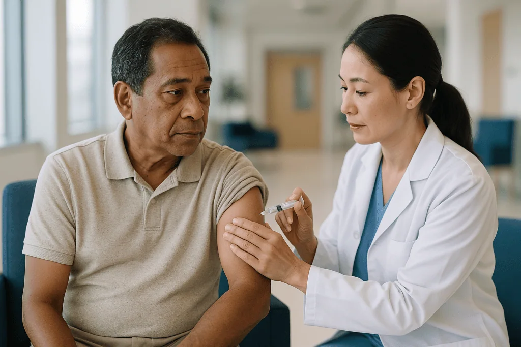 Healthcare provider administering vaccine injection to adult patient: Why prior infection matters so much for the dengue vac
