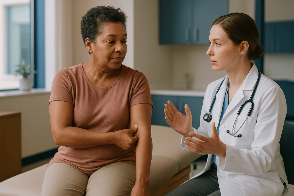 Doctor consulting with patient in clinical setting: Why skin quality at the recipient site matters as much as the fat