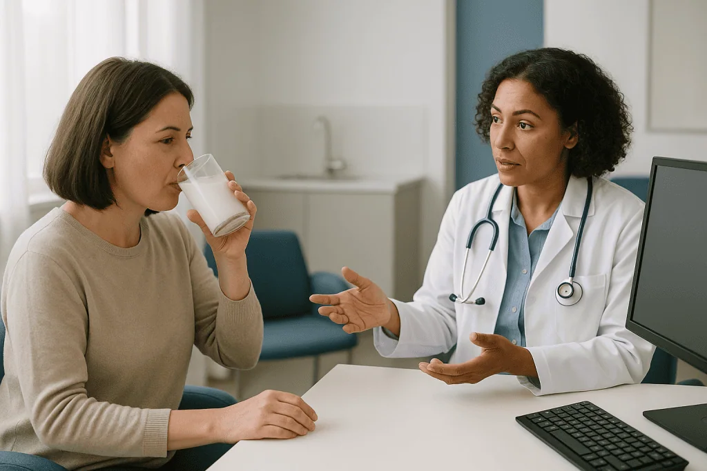 Doctor consultation with patient drinking water: Why the barium swallow still matters when manometry is the gold standard