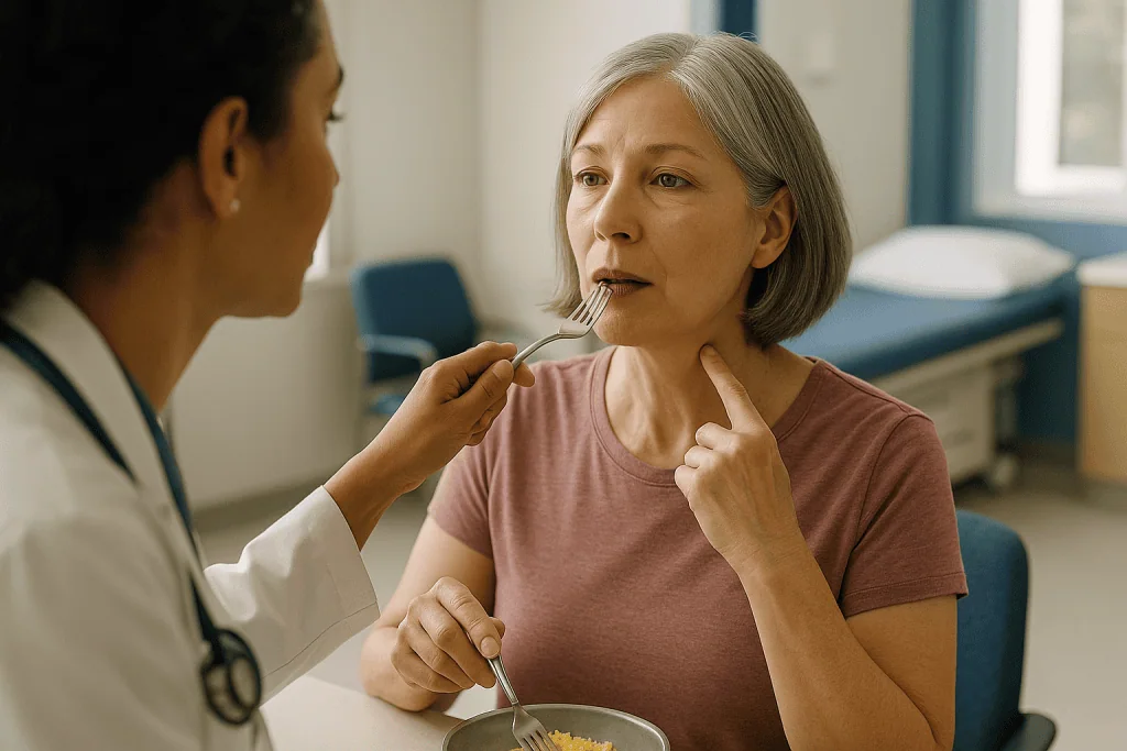 Doctor examining patient's throat with tongue depressor: Why the left vagus nerve, and why the neck?