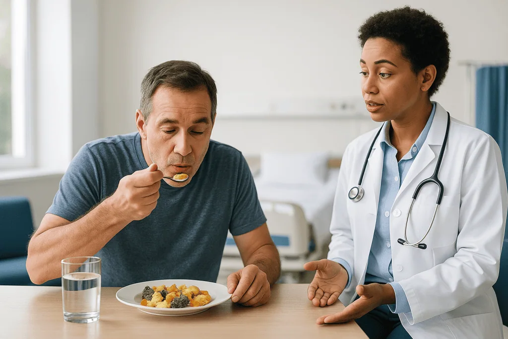 Doctor consulting patient about diet and nutrition: Why the reflux trade-off is the heart of this decision
