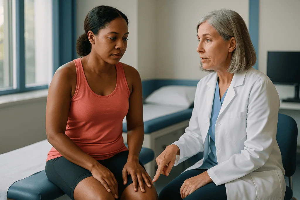 Doctor consulting with female patient in clinical setting: Why the vulva heals differently from a knee or a shoulder