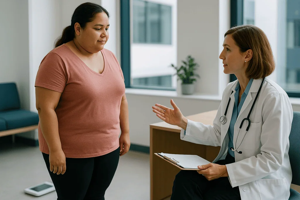 Doctor consulting patient in clinical office setting: Why weight stability matters more than the number on the scale
