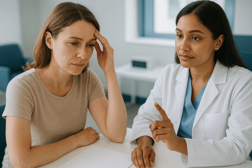 Doctor consulting with patient in clinical setting: Why "what is my goal?" is the first of the questions to ask before Botox