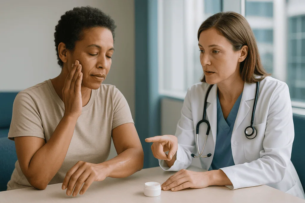 Doctor consulting patient about general health concern: Can a peptide even get through the skin barrier?