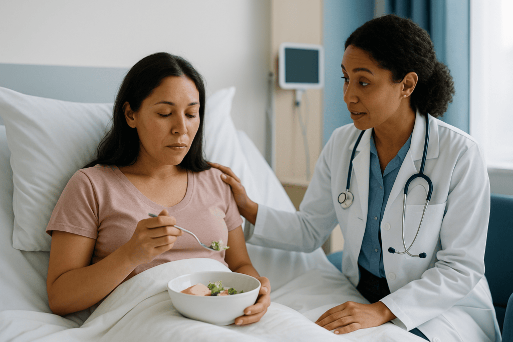 Doctor consulting patient about nutrition and diet: Can the embryo fall out after transfer? The anatomy says no