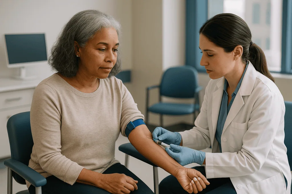 Healthcare provider taking blood sample from patient: Can vasculitis be diagnosed with blood tests? What labs are abnormal, 