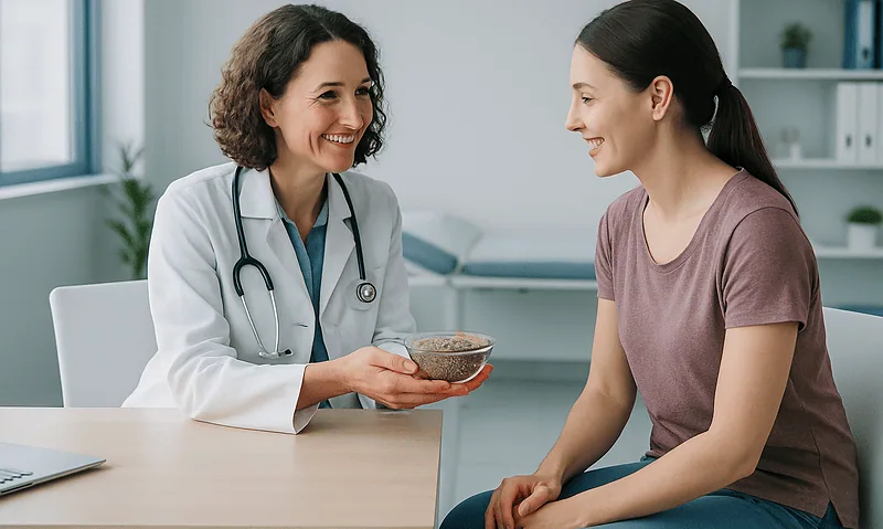 Doctor consulting with a patient about seed cycling and health.