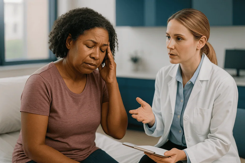 Doctor consulting patient about symptoms in clinical setting: Does chronic stress cortisol really affect mood, sleep and mem