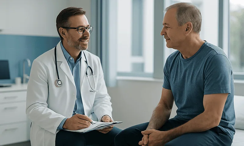 Full-Body vs Push-Pull-Legs: Choosing a Training Split by How Often You Can Train 2 Doctor consulting with a patient in a medical office setting.