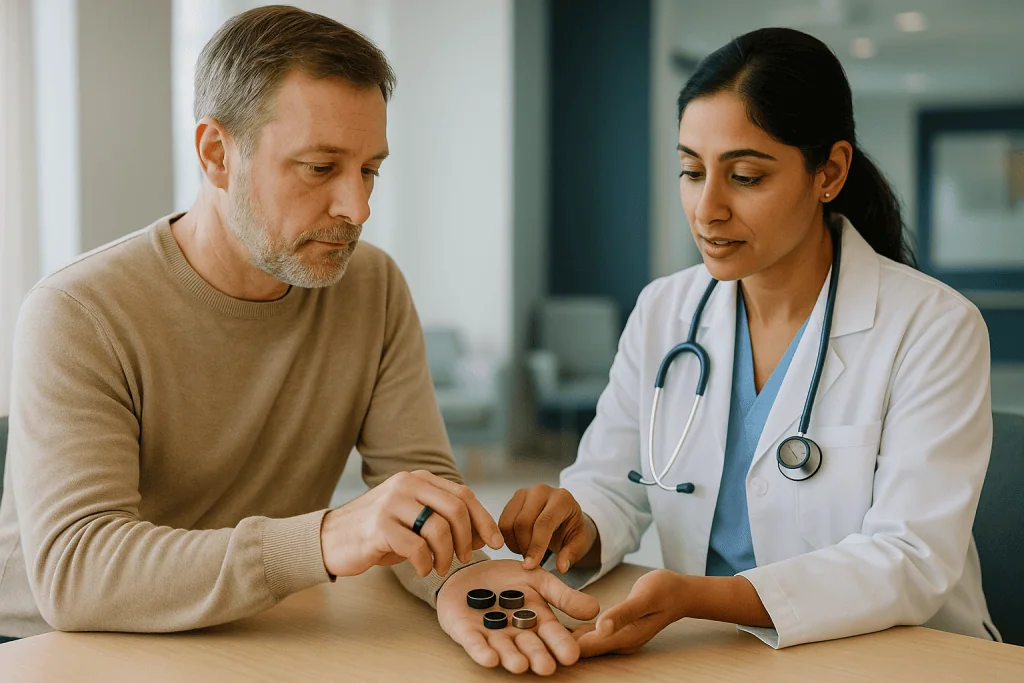 Doctor consulting patient about medications or medical devices: Galaxy Ring vs Oura vs Ultrahuman Ring: the side-by-side tab