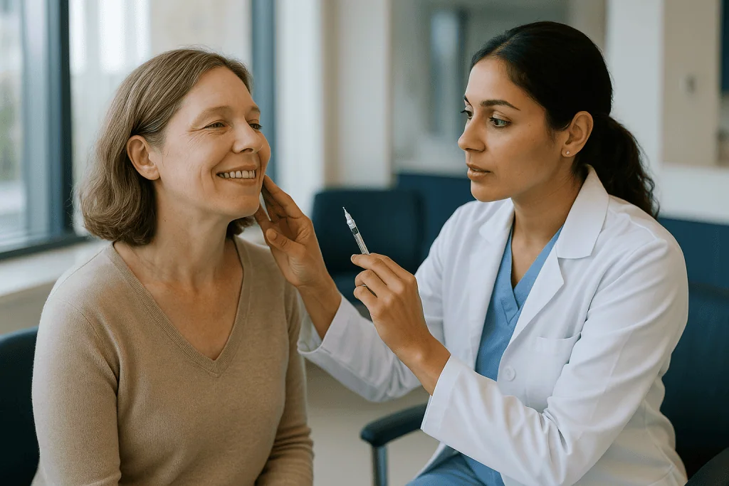 Dentist examining patient's smile and gum line: Gummy smile Botox: how long does it last and what actually changes?