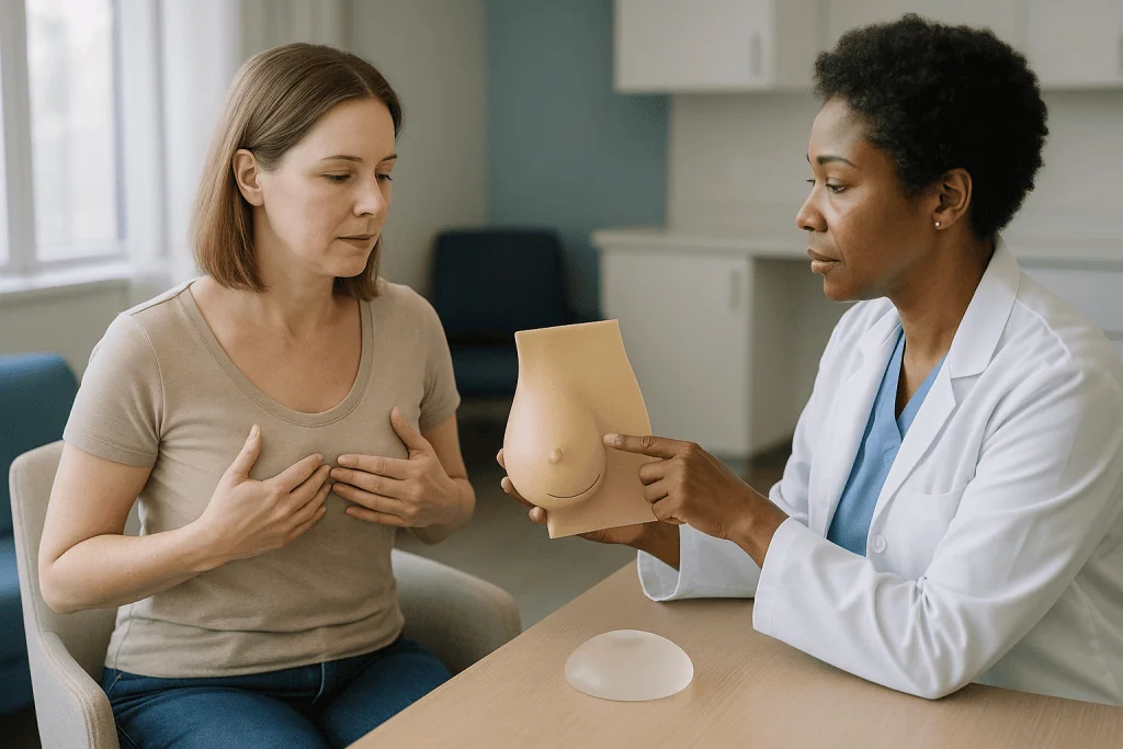 Doctor consulting patient about breast implant options: How breast augmentation actually works, step by step