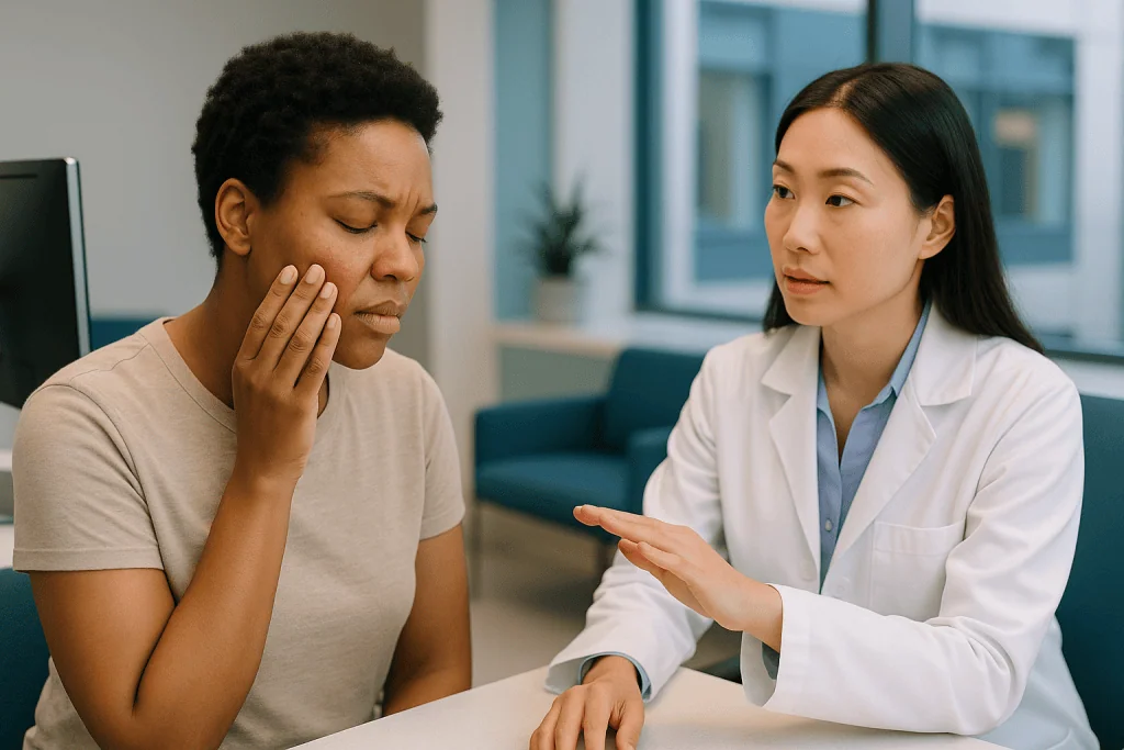 Doctor consulting patient in clinical office setting: How can I tell if my skin barrier is damaged?