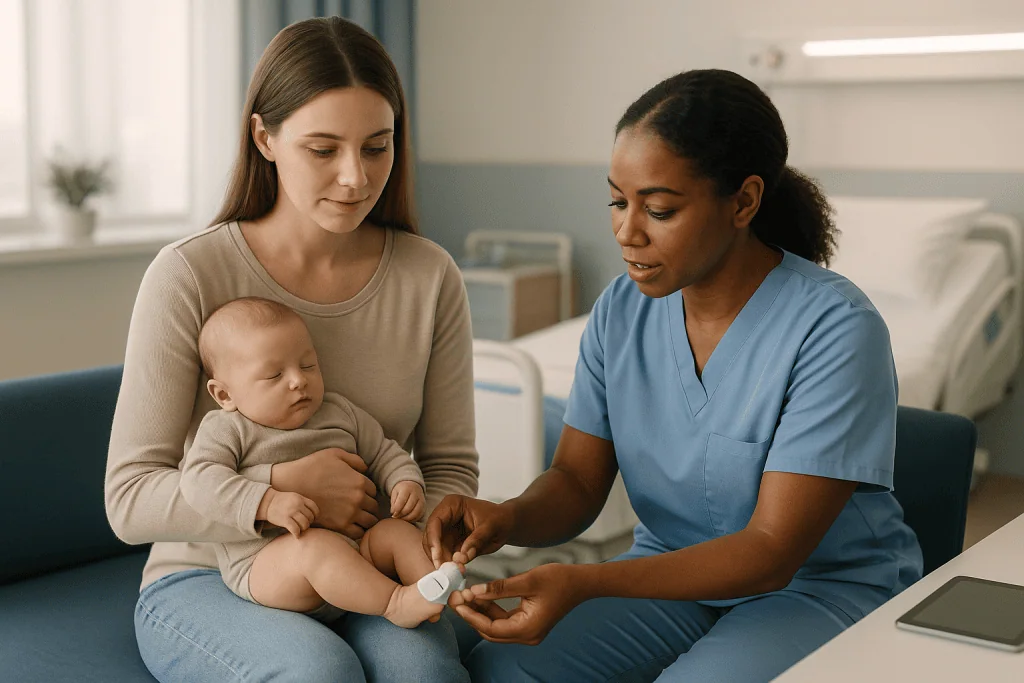 Healthcare provider examining infant with pulse oximeter: How does a baby oxygen monitor sock actually work?