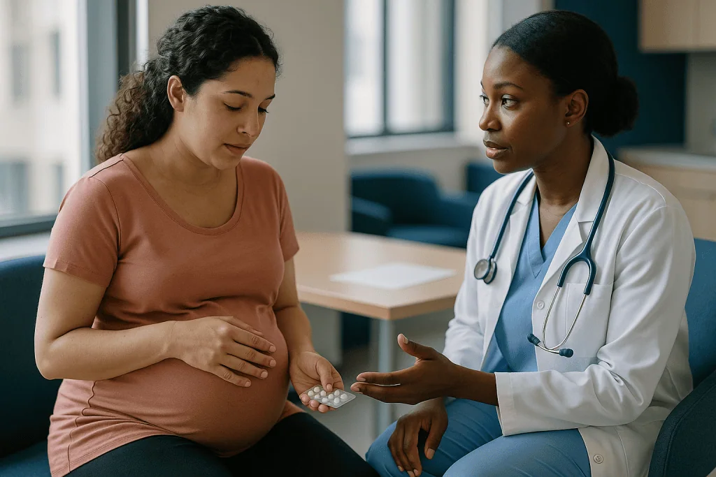Pregnant woman consulting with female doctor about medication: How dvt in pregnancy treatment actually works: what anticoagu