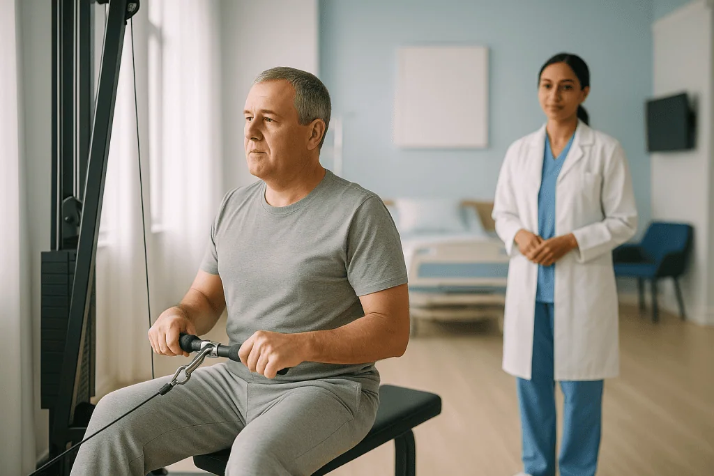 Patient using cable machine with doctor observing in clinic: How push pull legs works, and who it suits