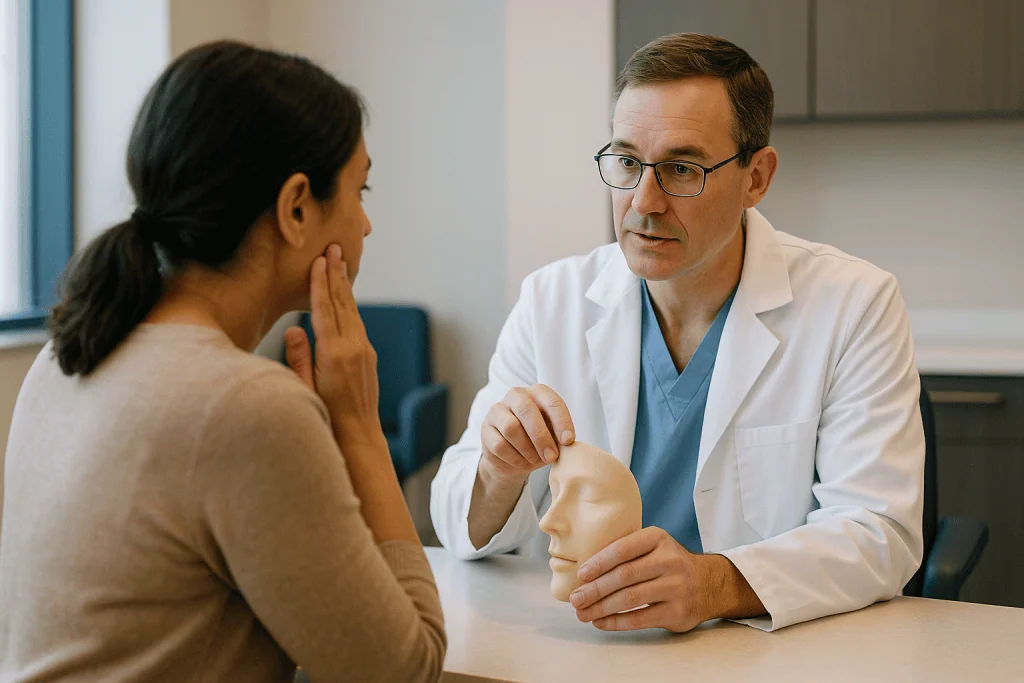Doctor consulting patient using anatomical head model: How surgeons decide the order of steps inside one operation
