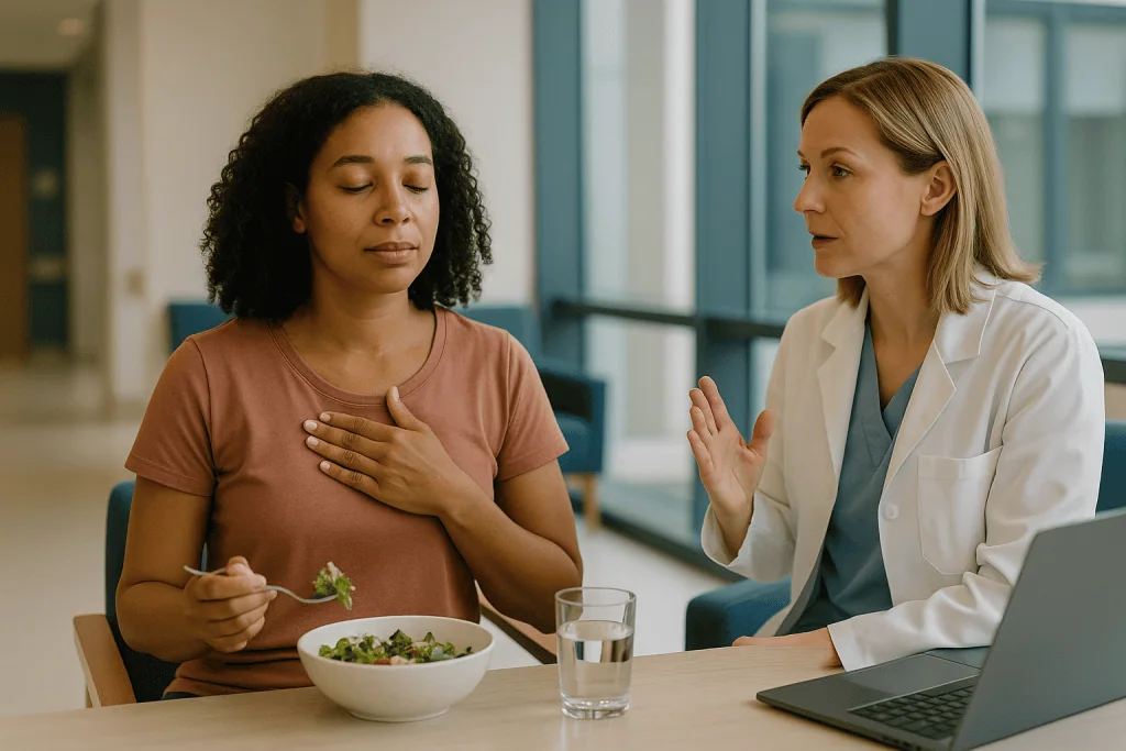 Doctor consulting patient about nutrition and diet: How to reset the vagus nerve naturally: what that phrase really means