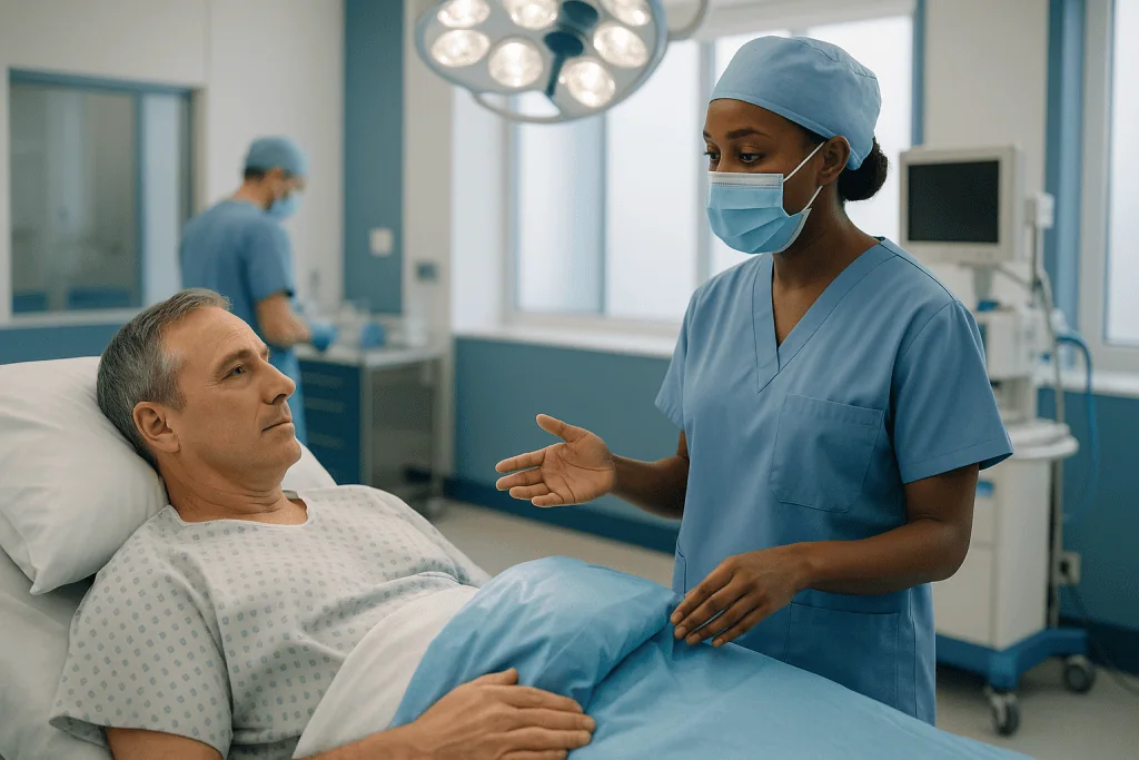 Healthcare provider consulting patient in surgical setting: How ulcerative colitis surgery works: what actually happens in t