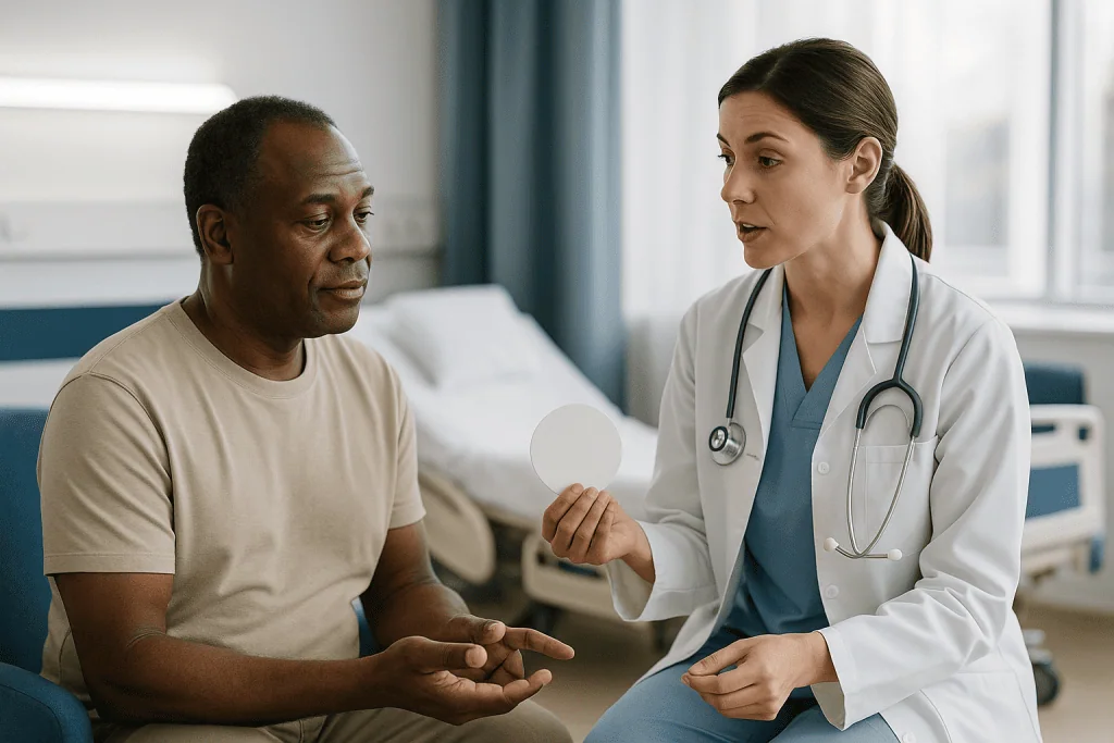 Doctor consulting with male patient in hospital room: Local, regional or general: the three options at a glance