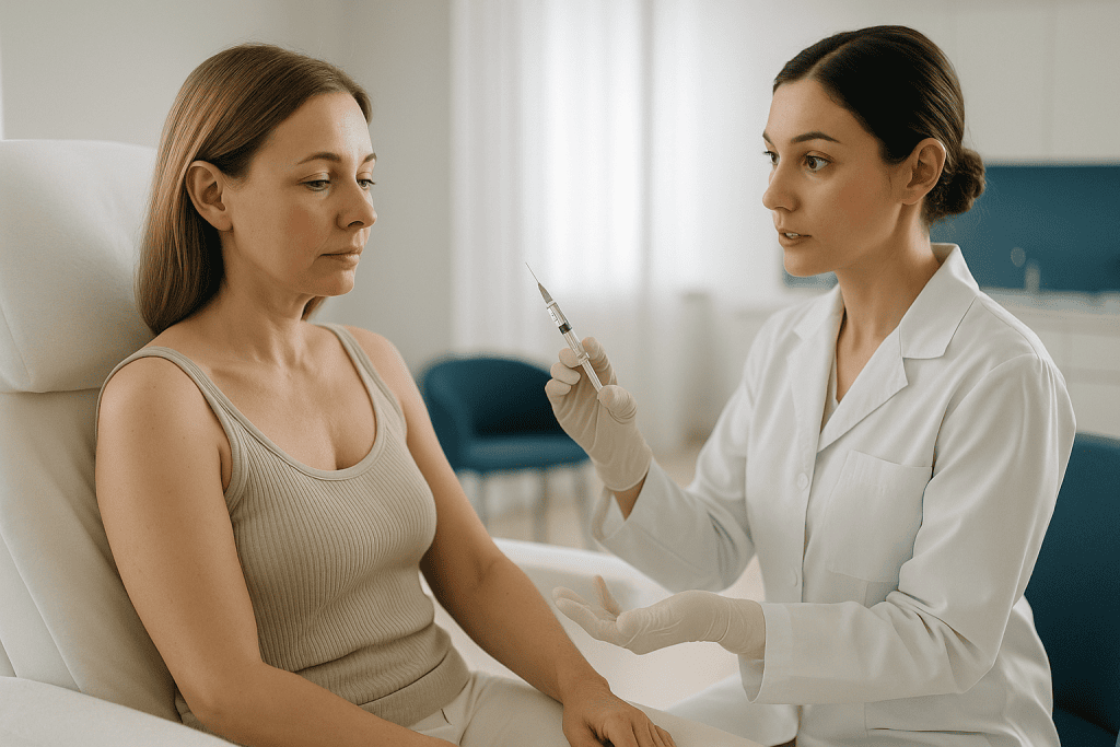 Doctor preparing injection for patient consultation: Mesotherapy session what happens: the step-by-step walk-through