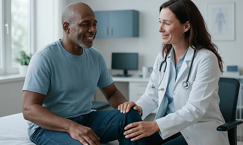 Muscle Memory Is Real: The Cell Biology Behind Getting Strong Again Faster 3 Doctor consulting with a patient in a medical office setting.