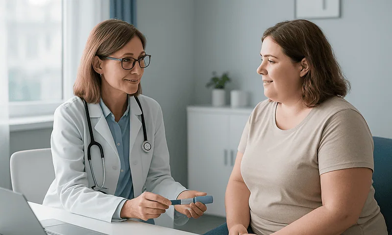Doctor consulting with a patient about weight loss medication options.