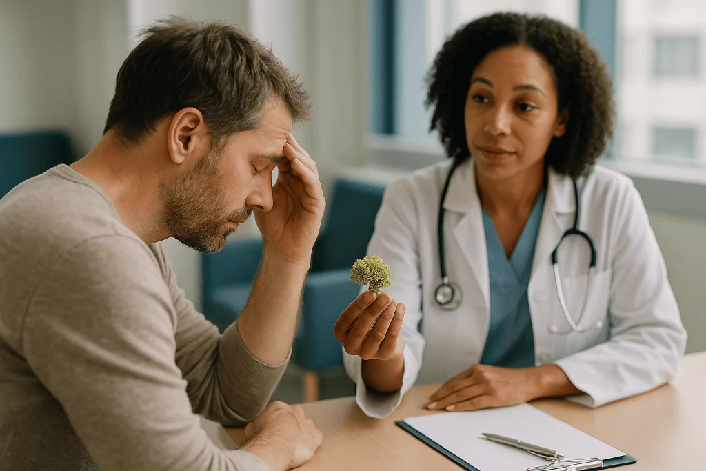 Doctor consultation with patient holding broccoli: Rhodiola for fatigue and burnout: what the trials found