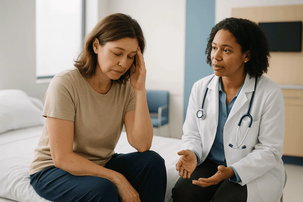 Doctor having a consultation with a patient in clinic: Sleeping too much all of a sudden: what a change in your pattern usua