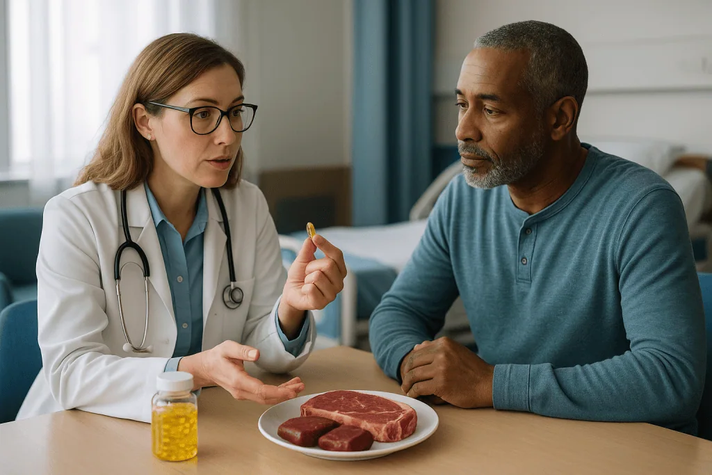 Doctor consulting patient about nutrition and dietary choices: The omega-3, CLA and vitamin E claims, in context