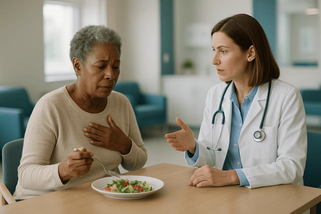 Doctor consulting patient about diet and nutrition: What achalasia is, and why the sphincter is the target