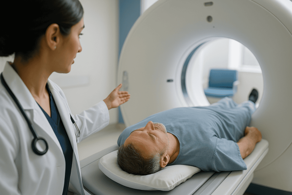 Patient undergoing CT scan with physician present: What actually happens during a CT scan for ureteral stone
