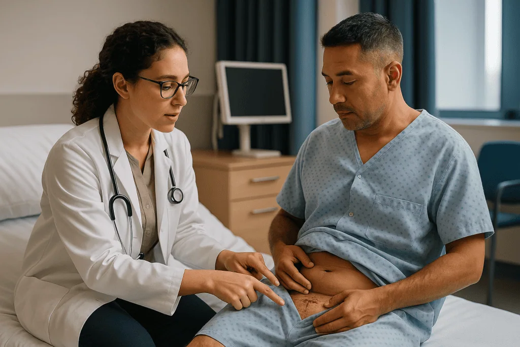 Doctor examining patient's abdomen in clinical setting: What actually happens during an appendectomy, and why it shapes reco