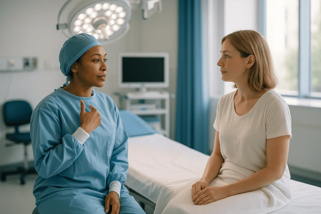 Healthcare provider consulting with patient in clinical setting: What actually happens during thyroid surgery