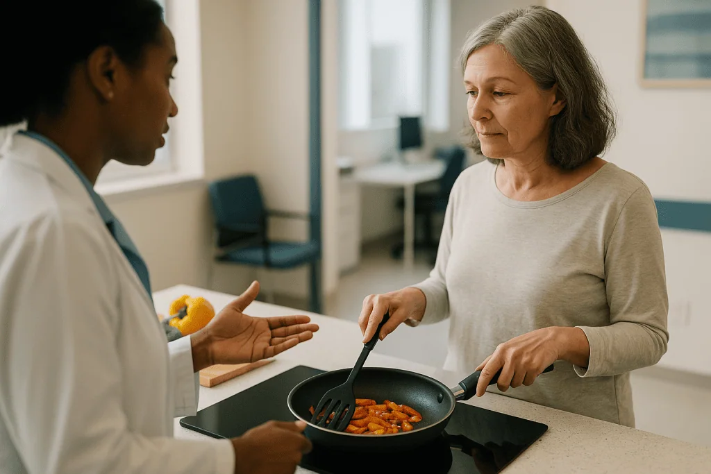 Two women cooking together in a kitchen classroom: What are PFAS, and why are they called forever chemicals?