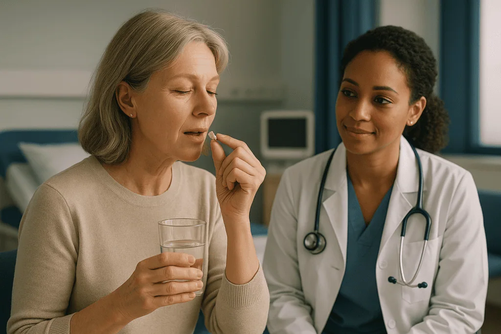 Doctor consulting adult female patient in clinical setting: What are the benefits of taking d-mannose, according to the rese