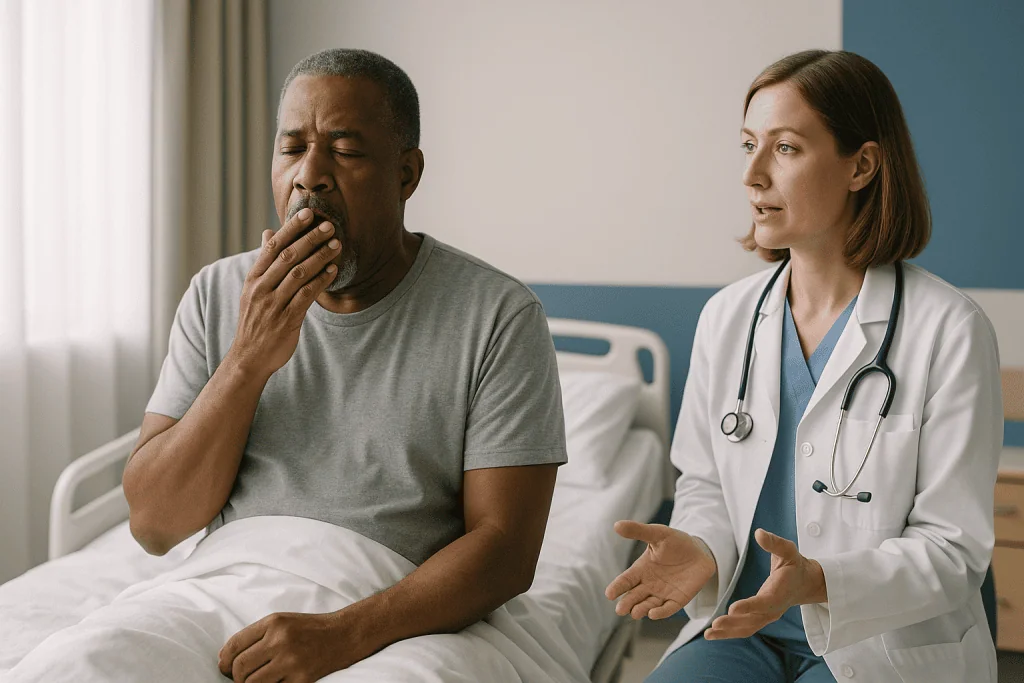 Doctor consulting patient about general medical condition: What are the most common anesthesia side effects after surgery?