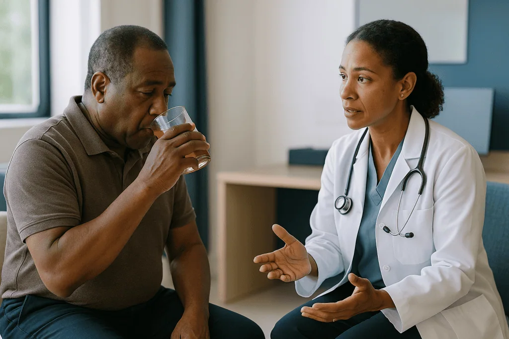 Doctor consulting patient about test results and medical decisions: What causes high PSA besides prostate cancer?
