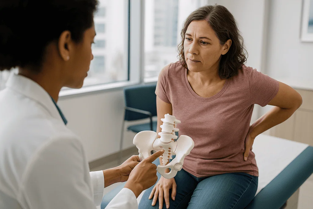 Doctor explaining sacroiliac joint anatomy to patient: What changed recently
