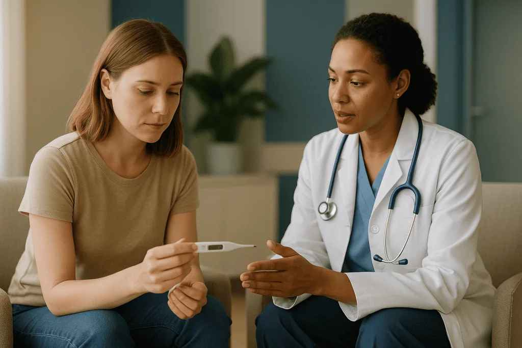 Doctor consulting patient holding thermometer: What changed recently