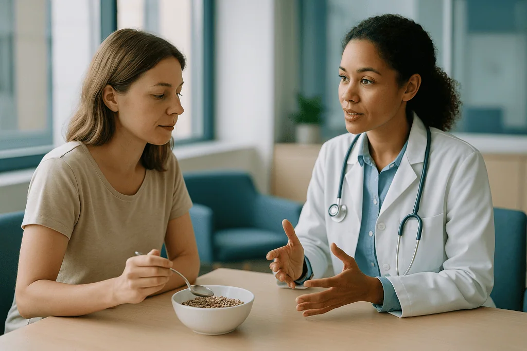 Doctor consulting with patient about food/diet: What changed recently