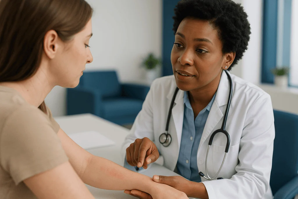 Doctor examining patient's arm during consultation: What changed recently
