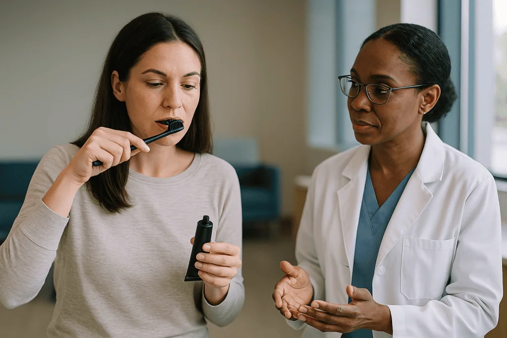 Dentist and patient discussing toothpaste product: What changed recently